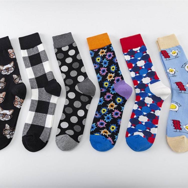 Buycenter Trendy Colorful Socks - Hand-Stitched Cotton, European Size 40-46 - Buy Center US