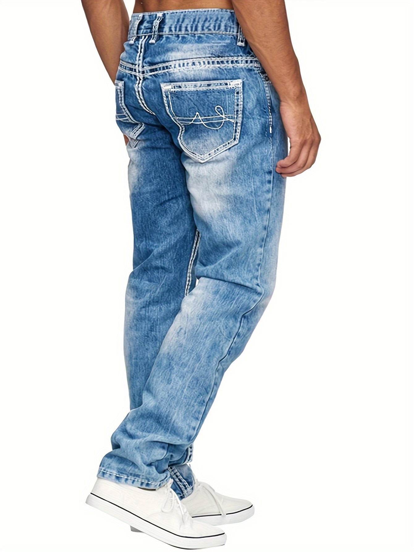 Men's Slim Fit Stretch Denim Jeans - Street Style for All Seasons - Buy Center US