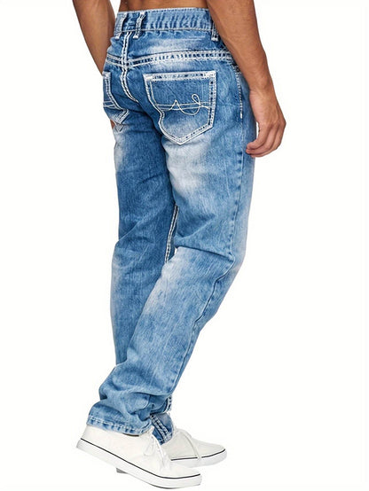 Men's Slim Fit Stretch Denim Jeans - Street Style for All Seasons - Buy Center US