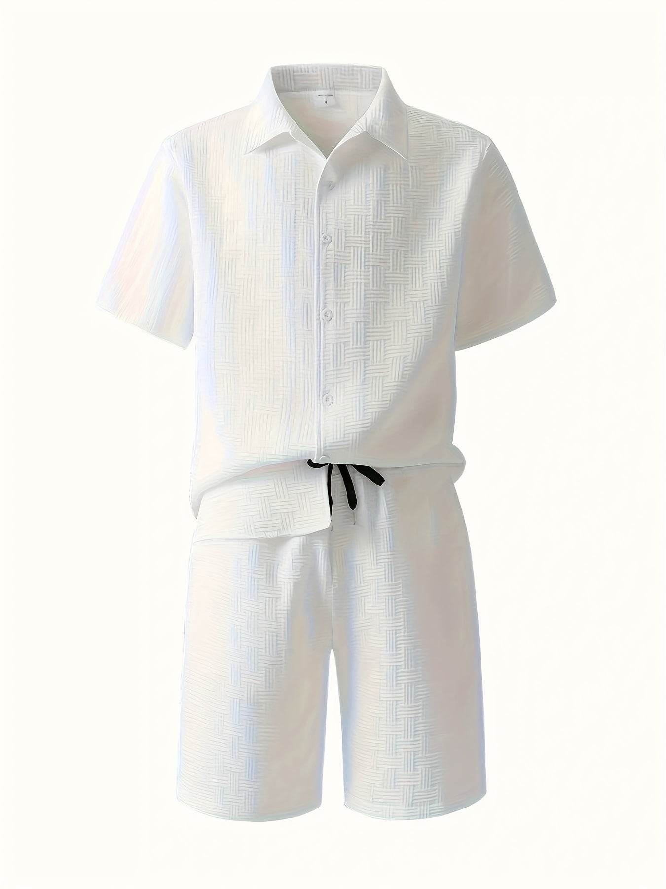 Men's Casual Summer Shirt and Shorts Set - 100% Polyester Comfort - Buy Center US