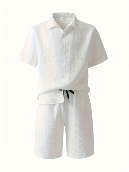 Men's Casual Summer Shirt and Shorts Set - 100% Polyester Comfort - Buy Center US