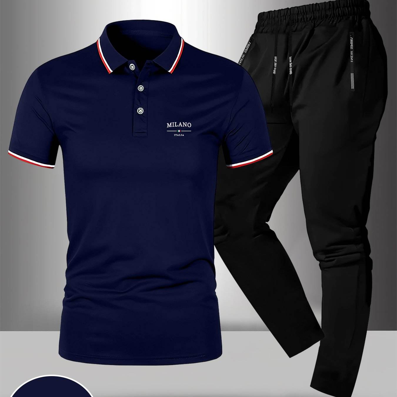 Men's Milano Print Polo Shirt & Pants Set - Casual Summer Fashion - Buy Center US