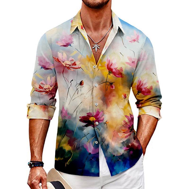 Summer Floral Printed Shirt for Men - Casual Cardigan Style, Sizes S-3XL - Buy Center US