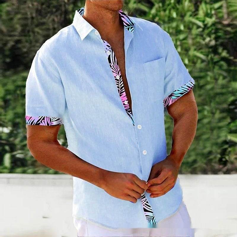 Buycenter Men's Beach Striped Casual Shirt - Loose Fit, Cartoon Design - Buy Center US