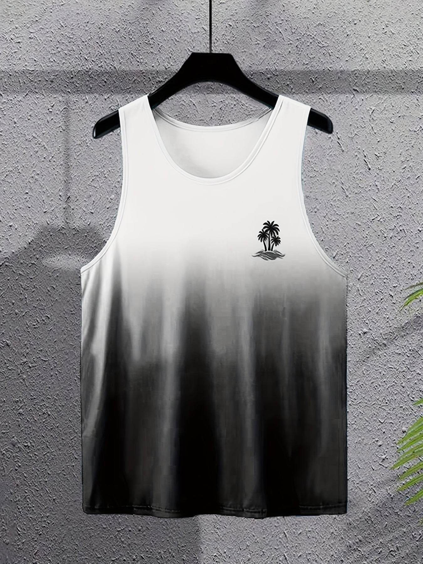 Men’s Gradient Tank Top - Casual Slim Fit, High Stretch Polyester - Buy Center US