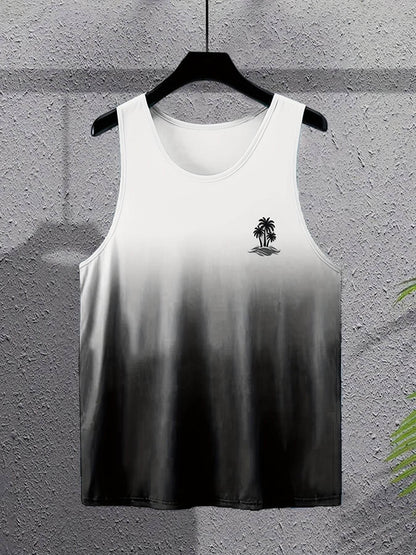 Men’s Gradient Tank Top - Casual Slim Fit, High Stretch Polyester - Buy Center US