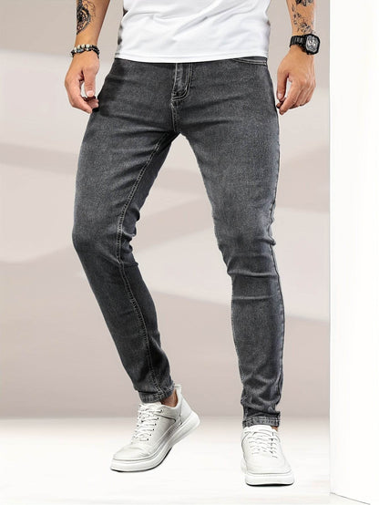 Men's Mustard Yellow Slim-Fit Jeans - All-Season Casual Comfort - Buy Center US