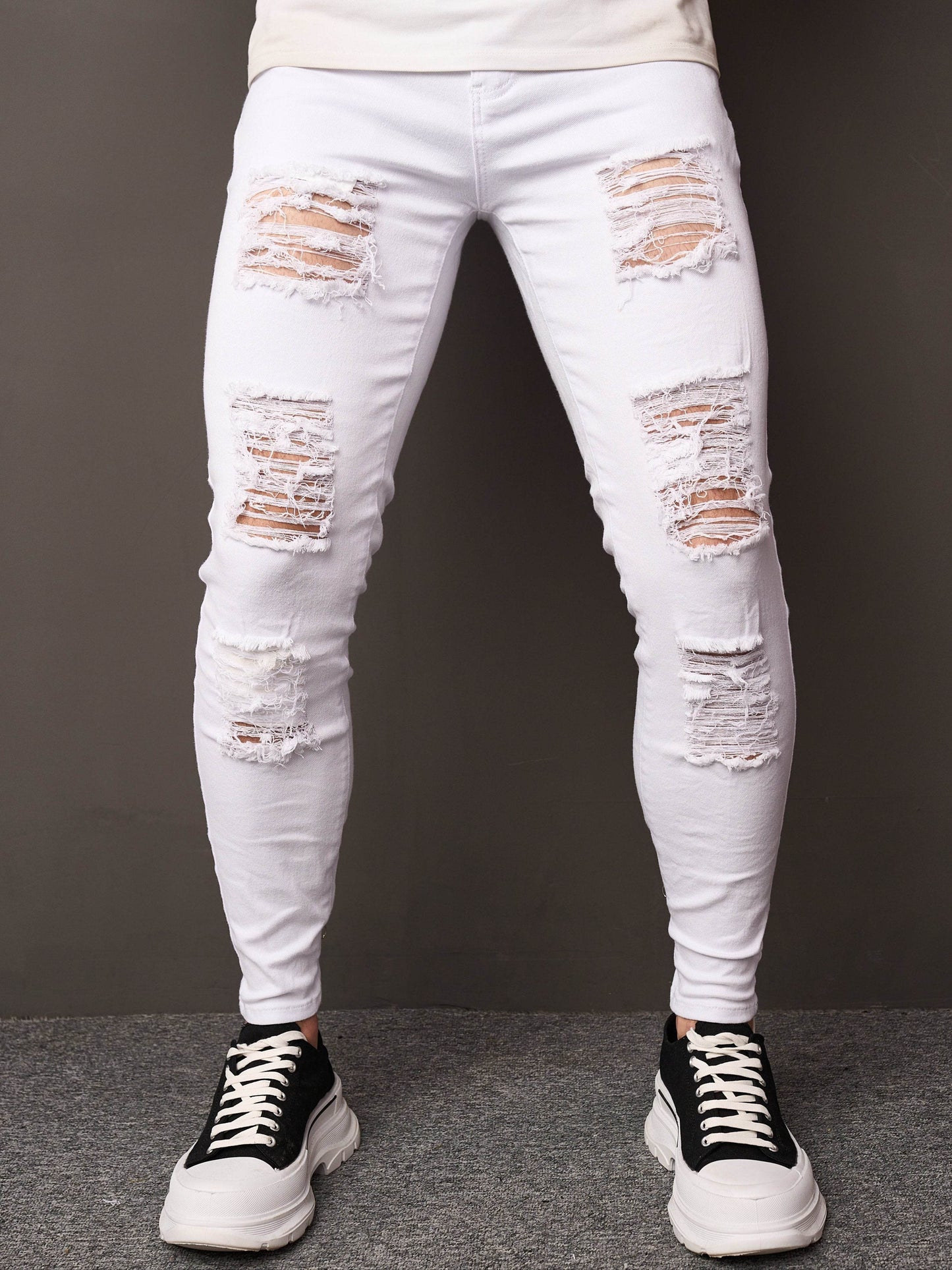 Men's Casual Skinny Ripped Jeans - Versatile Street Style Denim Pants - Buy Center US