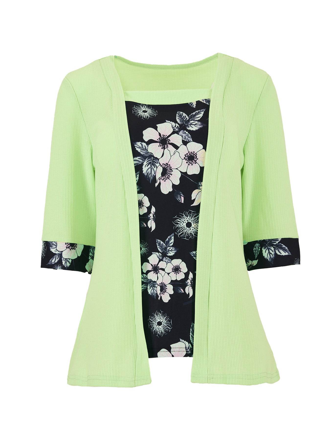 Women's Printed Two-Piece Half Sleeve T-Shirt - Stylish Comfort Top - Buy Center US