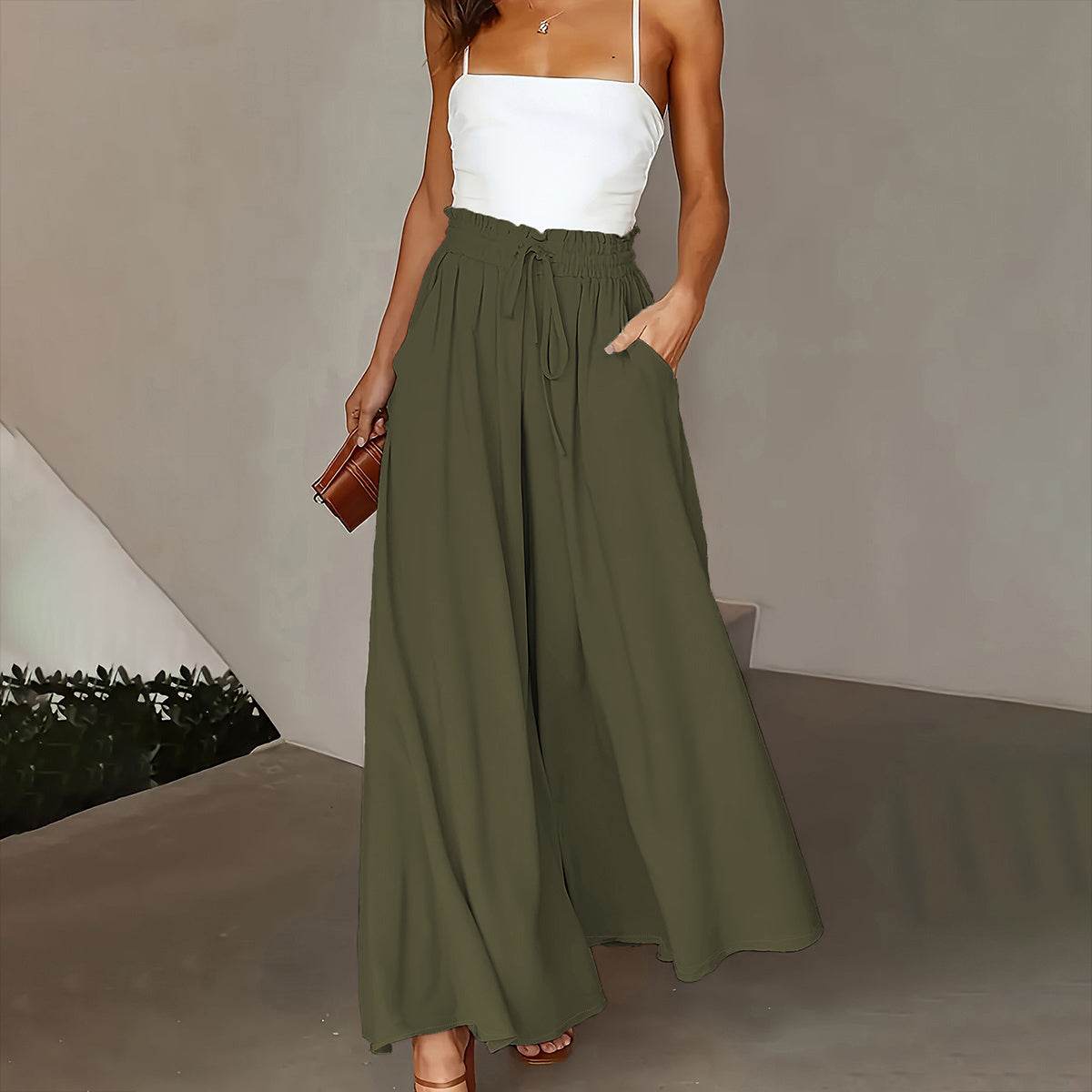 Casual High Waist Wide Leg Palazzo Pants - Effortless Elegance for All-Day Comfort - Buy Center US