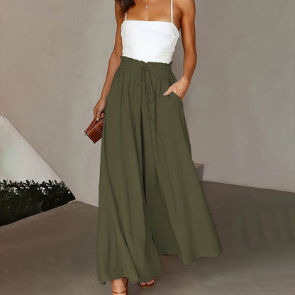 Casual High Waist Wide Leg Palazzo Pants - Effortless Elegance for All-Day Comfort - Buy Center US