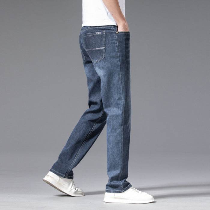 Buycenter Men's Plus Size Jeans - Loose Straight Fit, Mid-High Waist - Buy Center US