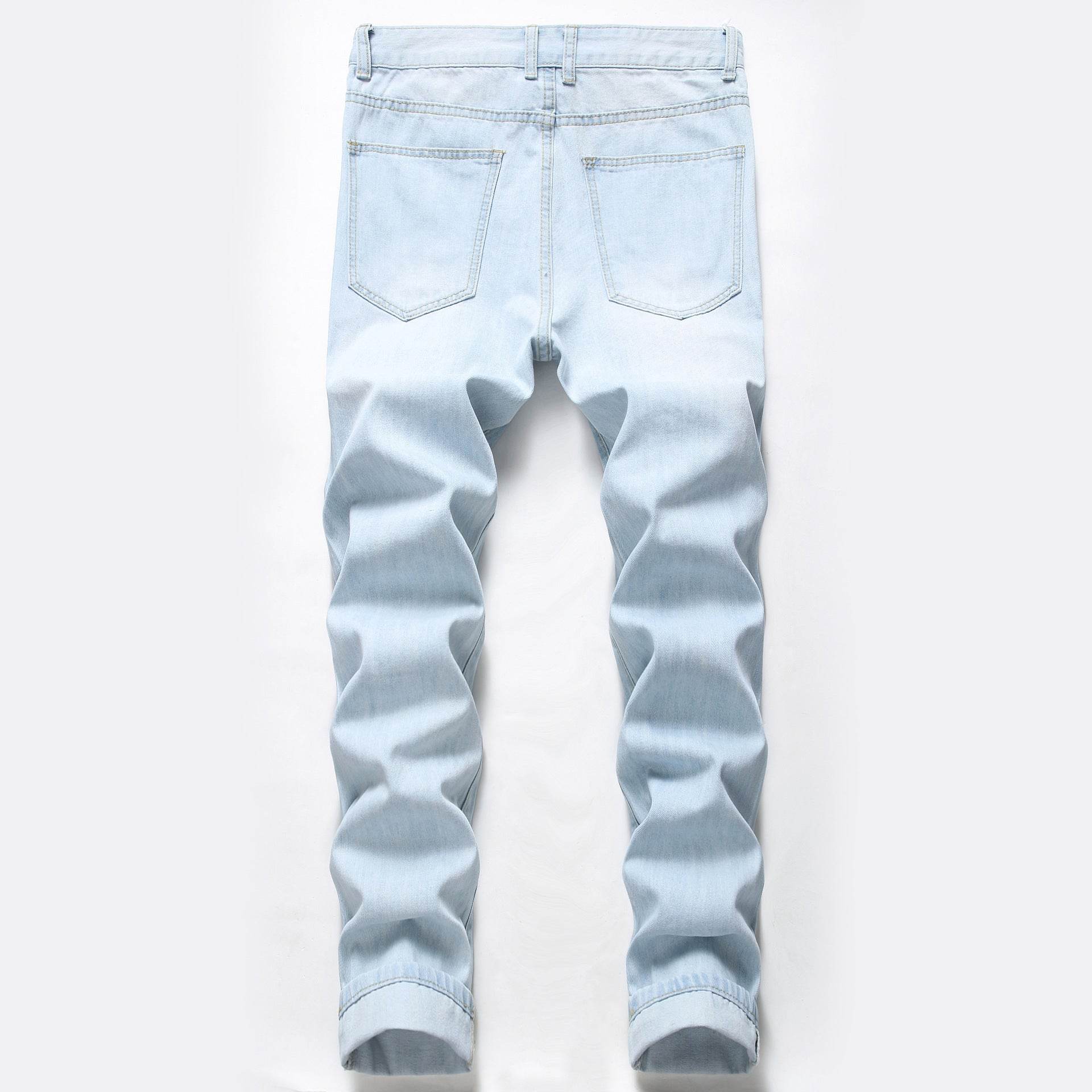 Men's Ripped Jeans - New Design Knee Holes Trousers for Street Style - Buy Center US