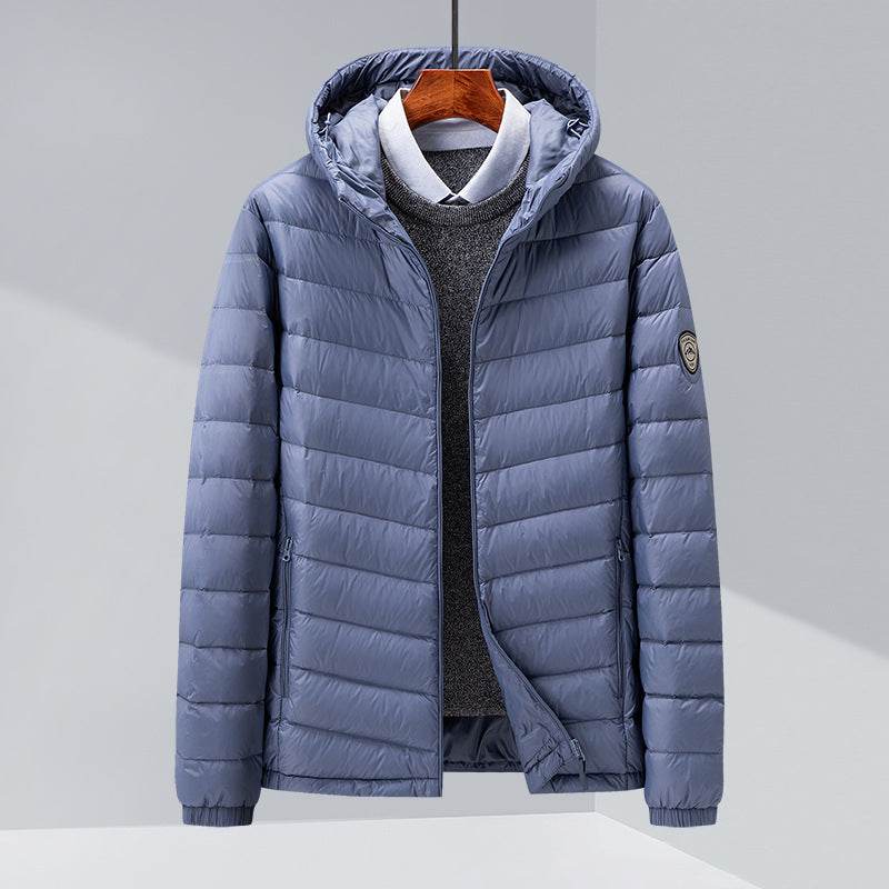 Buycenter Men's Thin Hood Down Jacket - Trendy Slim Fit for Winter - Buy Center US