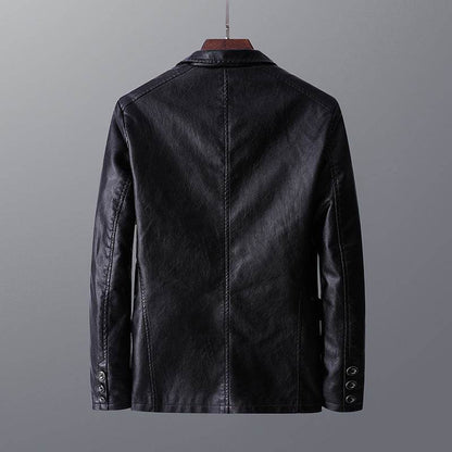 Buycenter Men's Leather Jacket - Stylish Autumn Thin Lapel, Multi-Pocket - Buy Center US