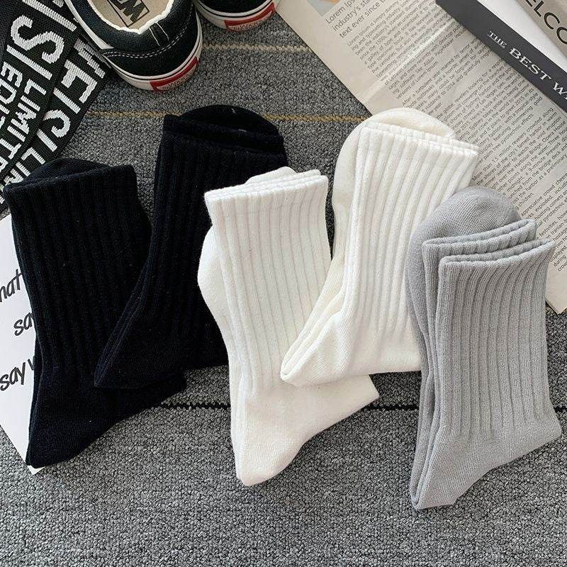 Buycenter Men's Mid-Calf Socks - Pure Color Casual Sports Style - Buy Center US