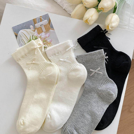 Cute Bow Cotton Seam Socks - Ins Style for Spring & Summer - Buy Center US