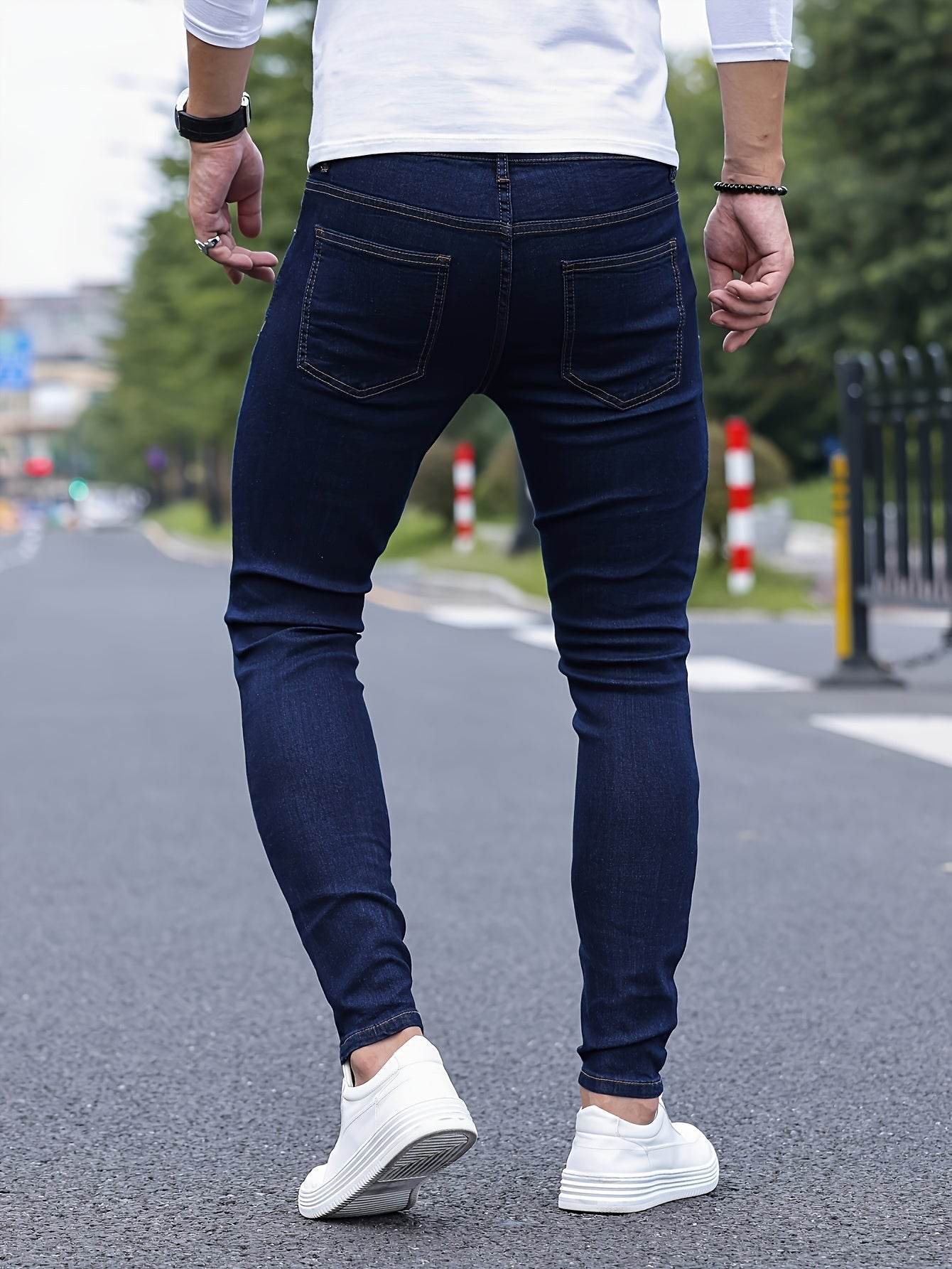 Men's Mustard Yellow Slim-Fit Jeans - All-Season Casual Comfort - Buy Center US