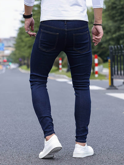 Men's Mustard Yellow Slim-Fit Jeans - All-Season Casual Comfort - Buy Center US