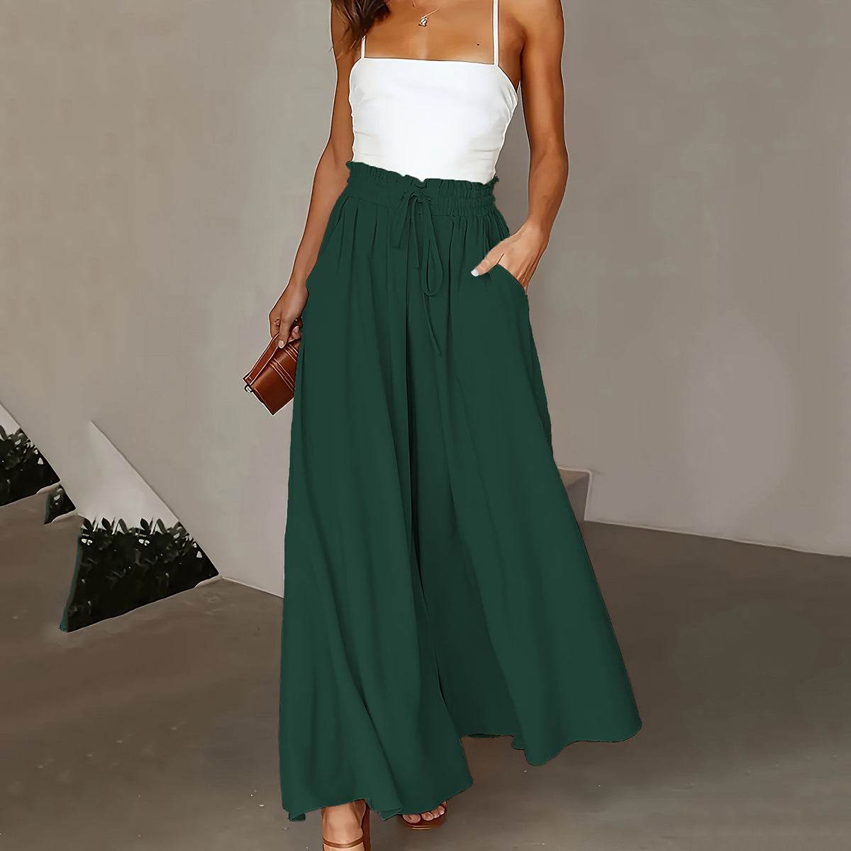 Stylish Plus Size Wide Leg Pants - Paper Bag Waist, Loose Fit Design - Buy Center US