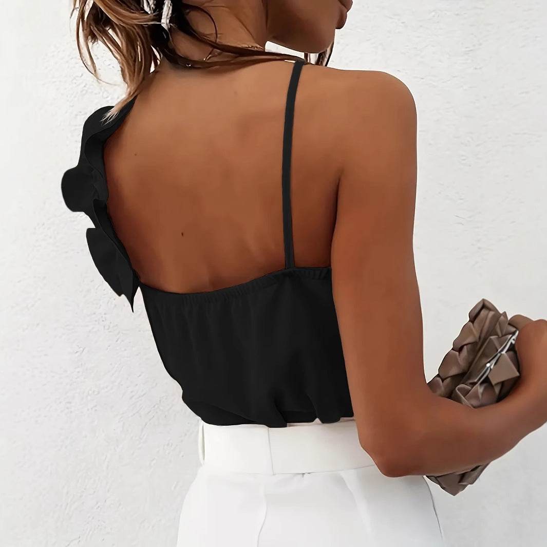 Women's Slim Fit Lotus Leaf Lace Camisole Top - Perfect for Summer Style - Buy Center US