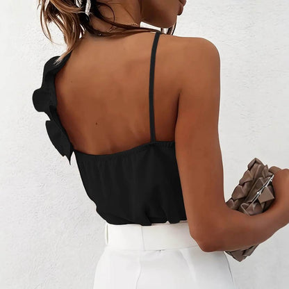 Women's Slim Fit Lotus Leaf Lace Camisole Top - Perfect for Summer Style - Buy Center US
