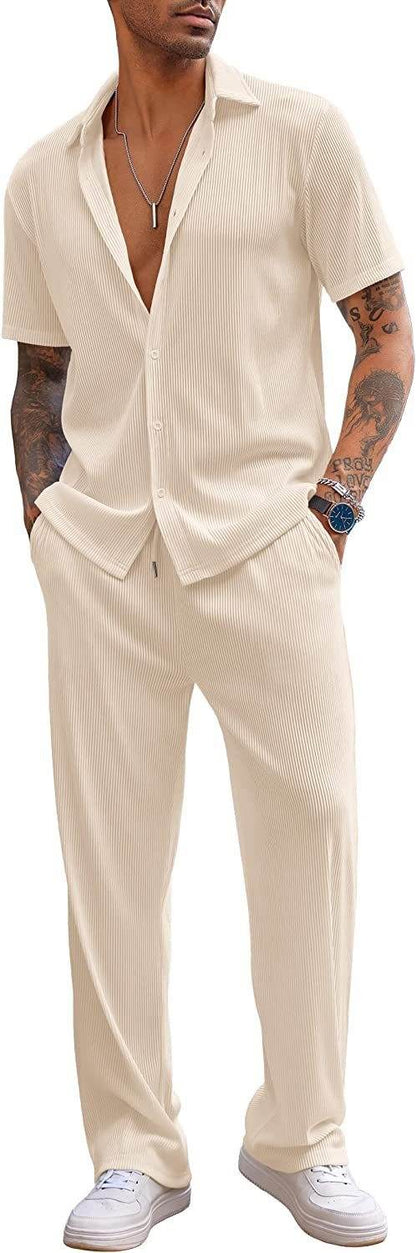 Buycenter Loose Short-Sleeved Trousers Leisure Suit - Multiple Colors Available - Buy Center US