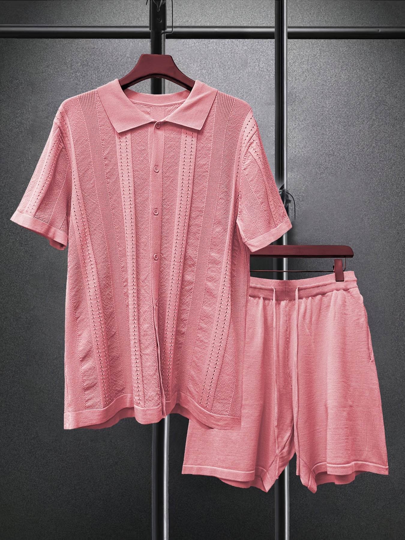 Men’s Casual Summer Knit Polo & Shorts Set - Breathable Lightweight Polyester - Buy Center US