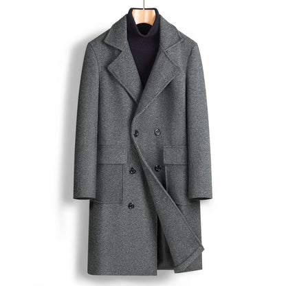 Buycenter Men's Double Breasted Mid-Length Coat - Stylish & Hooded - Buy Center US