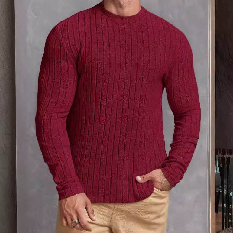 Casual Solid Color Round Neck Pullover T-shirt - Slim Fit for All Seasons - Buy Center US
