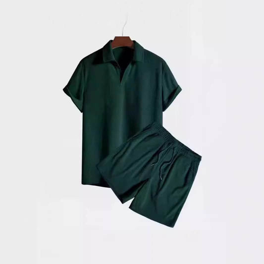 Buycenter Multi-Color Beachwear Set - Casual Corduroy Short Sleeve Suit - Buy Center US