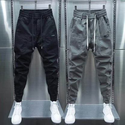 Solid Color Harem Trousers - Elastic Ankle-tied Casual Pants for Comfort - Buy Center US