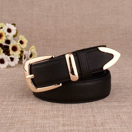 Women's Alloy Buckle Pant Belt - Stylish Imitation Leather in Multiple Colors - Buy Center US