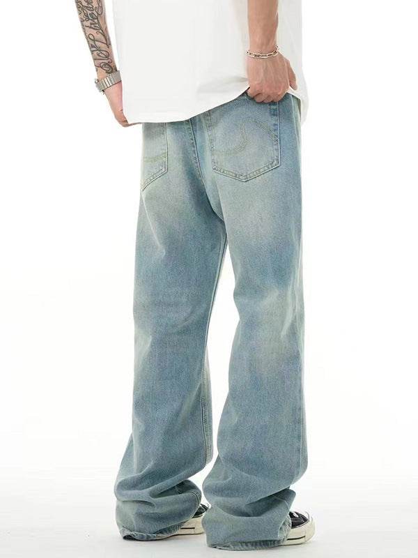 Buycenter Light Blue Washed Jeans - Loose Straight Wide Leg Fit - Buy Center US