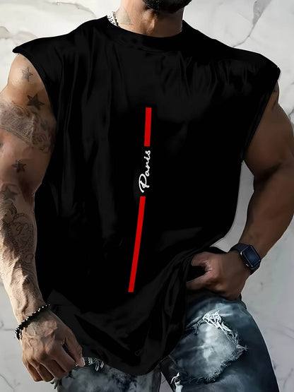 Stylish Men's Black Sleeveless T-Shirt & Casual Polyester Shorts Set - Buy Center US