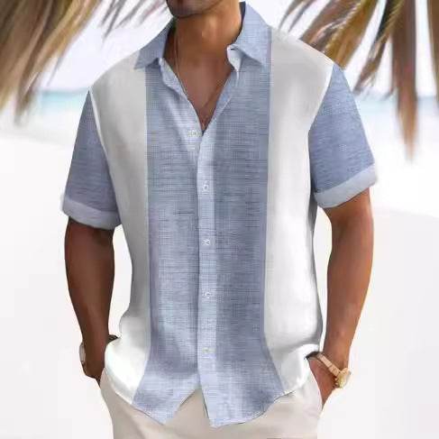 Buycenter Men's Short Sleeve Striped Beach Shirt - Casual & Stylish Fit - Buy Center US