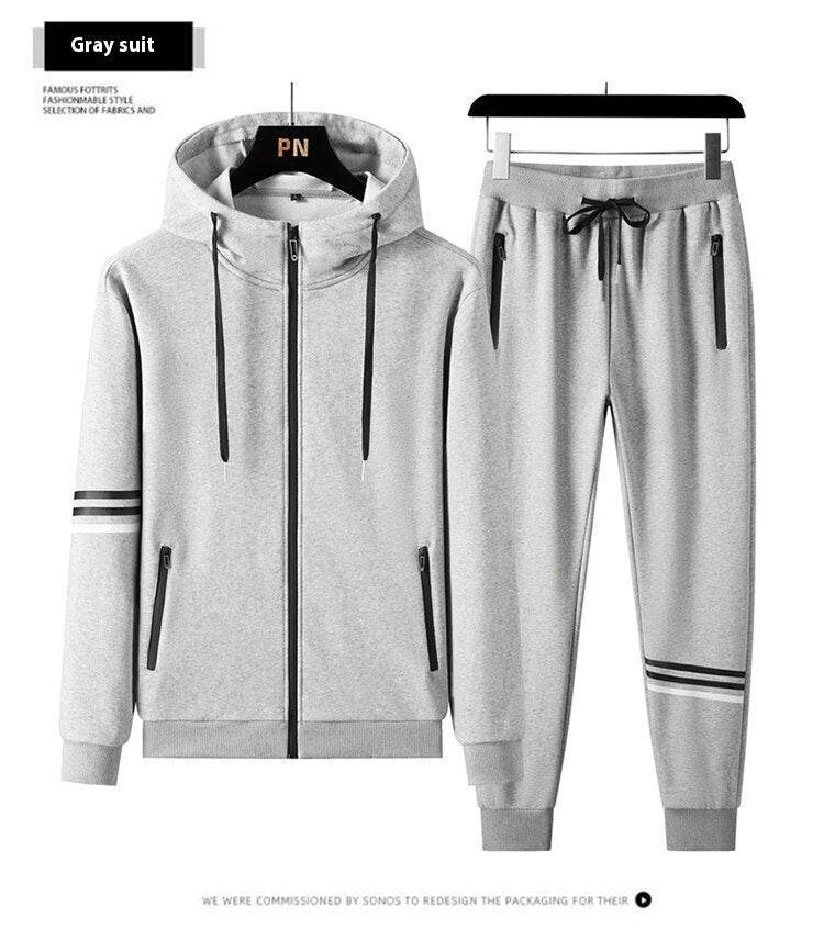 Buycenter Men's Casual Hooded Sweater Trousers Set - Pure Cotton, Sports Style - Buy Center US