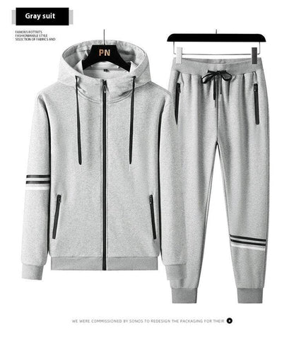 Buycenter Men's Casual Hooded Sweater Trousers Set - Pure Cotton, Sports Style - Buy Center US