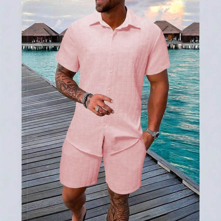 Buycenter Summer Jacquard Suit - Casual Black & White Shorts Set - Buy Center US