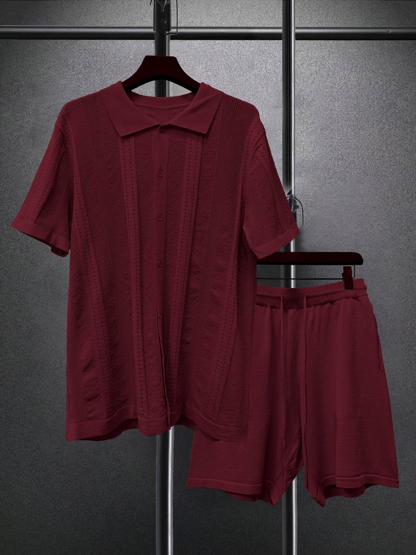 Men's Short-Sleeved Shirt and Shorts Suit - Casual Spring Fashion Set - Buy Center US