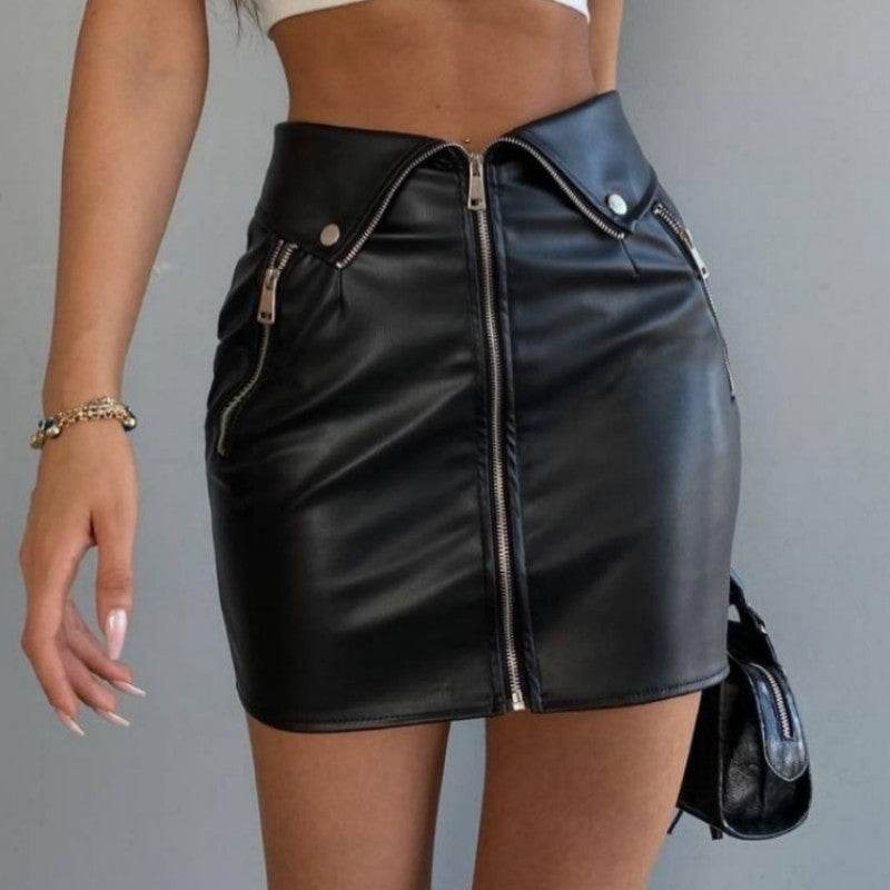 Sexy PU Leather A-Line Skirt for Women - Slim Fit Street Fashion - Buy Center US