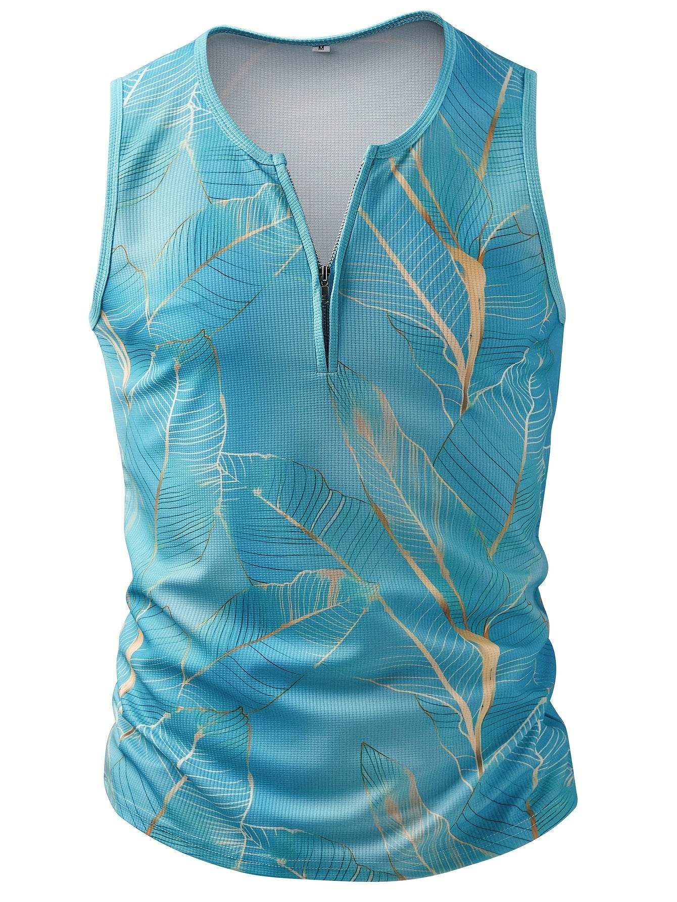 Men's Stylish Color-Blocked Casual Tank Top - Crew Neck, Slim Fit - Buy Center US
