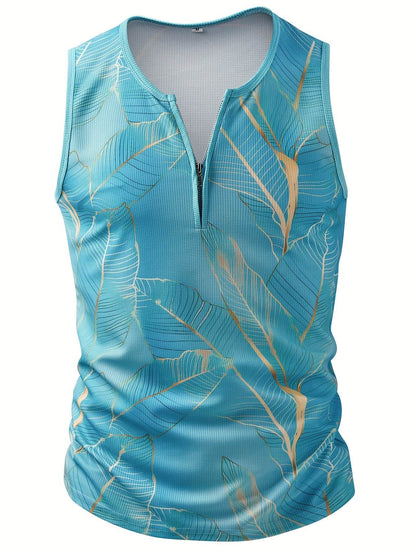Men's Stylish Color-Blocked Casual Tank Top - Crew Neck, Slim Fit - Buy Center US