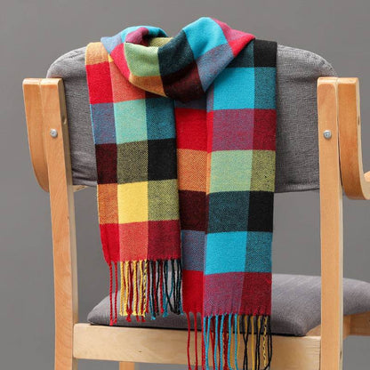 Buycenter British Plaid Cashmere Tassel Scarf for Couples & Kids - Buy Center US