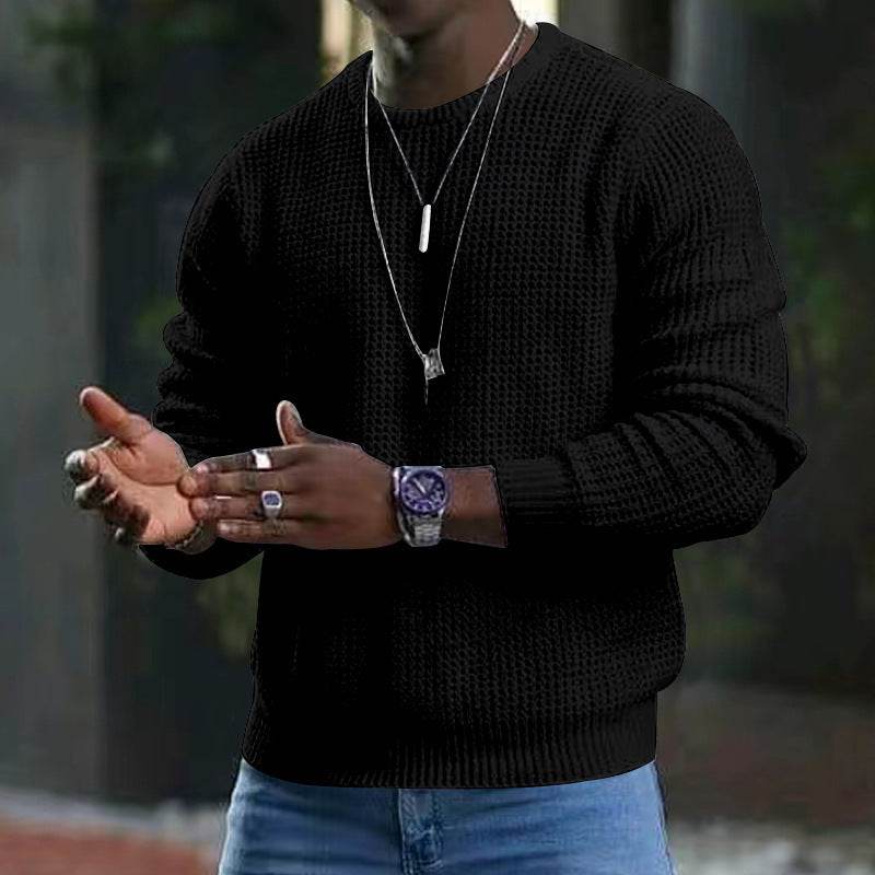 Buycenter Men's Round Neck Long Sleeve Pullover Sweater - Loose Fit - Buy Center US