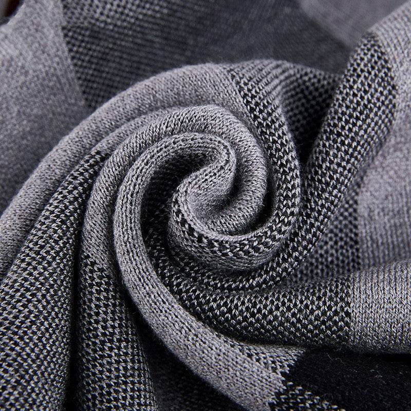 Buycenter Men's Wool Knitted Scarf - Plaid Design, Warm & Stylish - Buy Center US