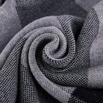 Buycenter Men's Wool Knitted Scarf - Plaid Design, Warm & Stylish - Buy Center US
