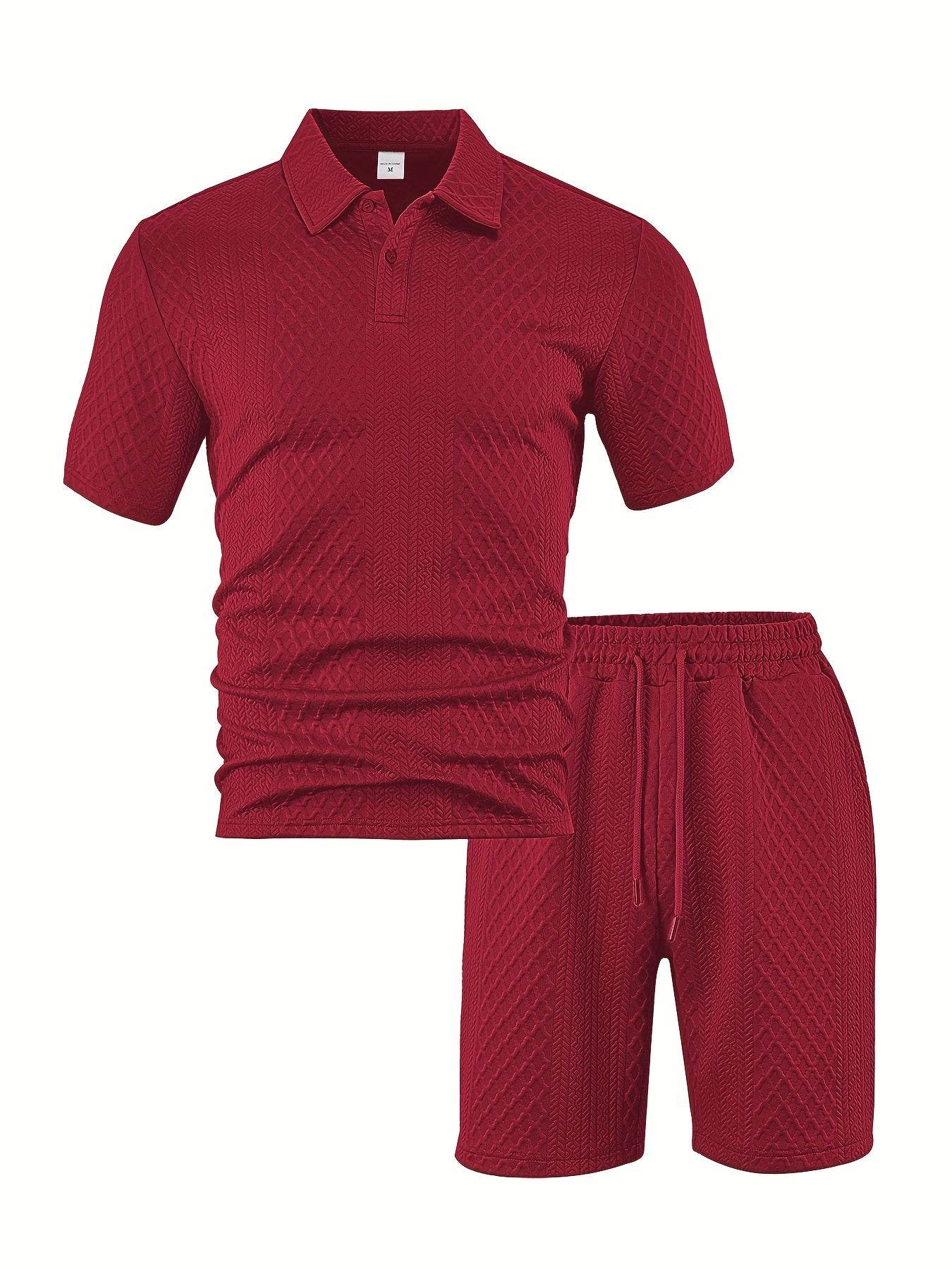 Men's Summer Jacquard Two-Piece Set - Casual Short Sleeve Sports Outfit - Buy Center US