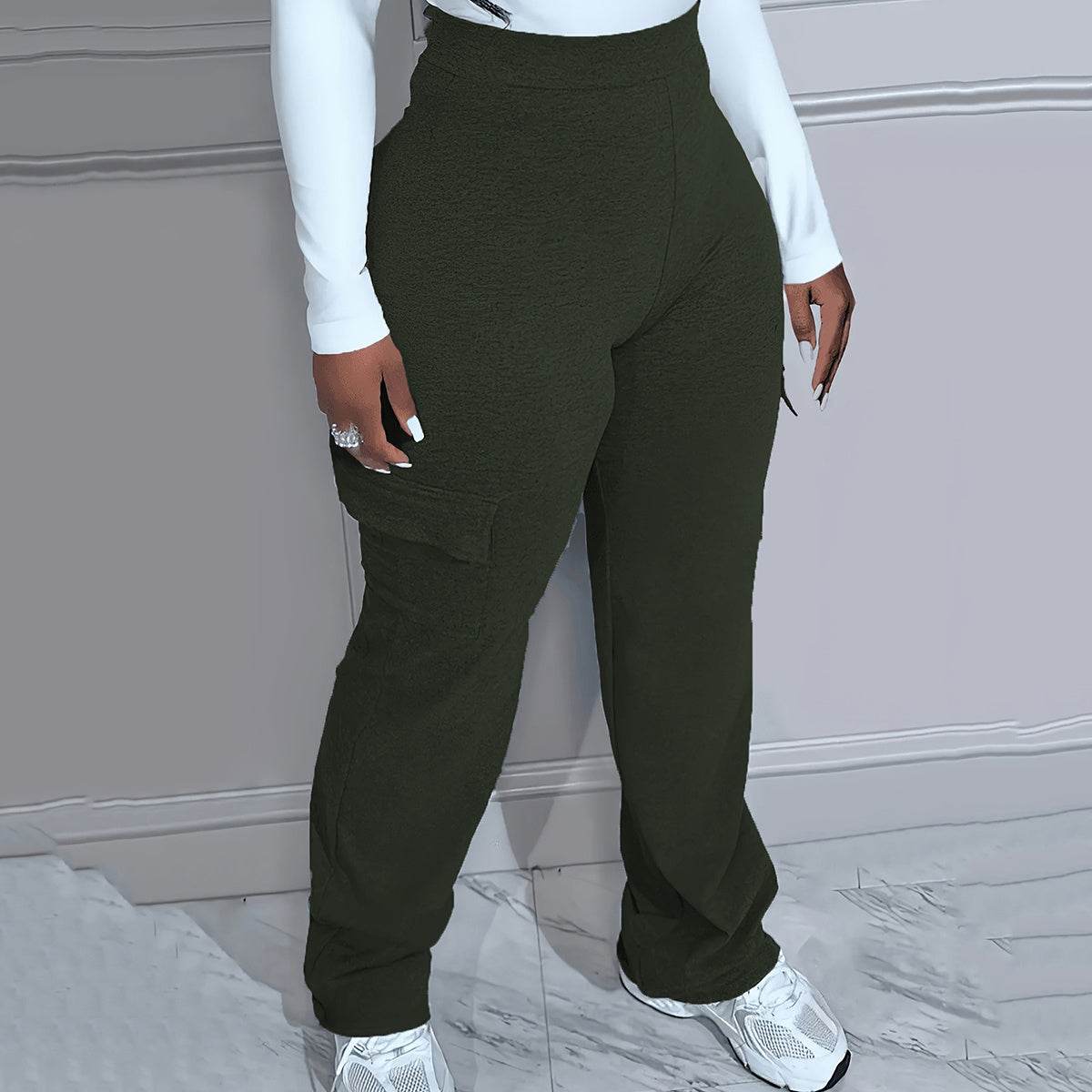 Women's Knitted Trousers - Large Autumn & Winter Solid Color Workwear - Buy Center US