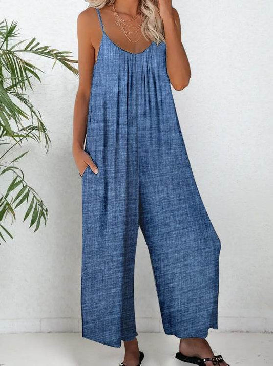 Women's V-neck Casual Jumpsuit - Lightweight & Comfortable for Spring - Buy Center US